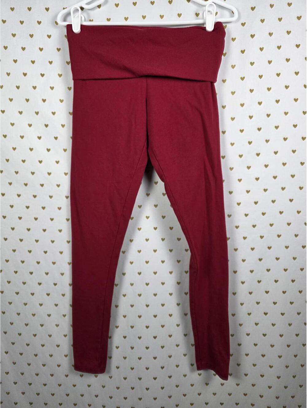 Victorias Secret PINK Red FOLDOVER Skinny Yoga Pants I LOVE YOU  Small